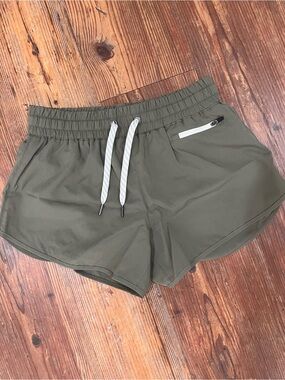 Women’s Olive Green Drawstring Active Shorts